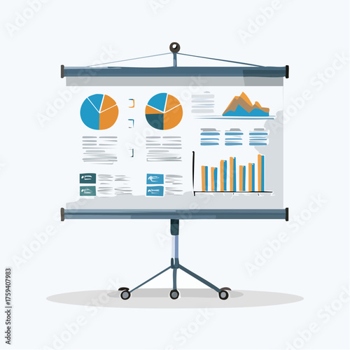 Business Presentation Charts, Diagrams, and Data Visualizations on a Flip Chart, Report