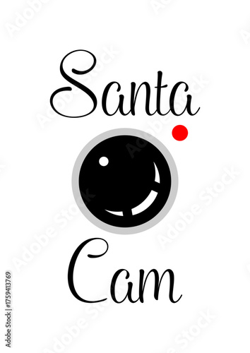 Santa Cam graphic design with black and red elements for christmas  