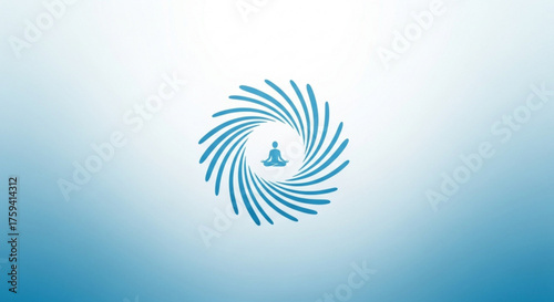 Meditation yoga wellness logo design with spiral energy flow for spiritual healing and mindfulness practice