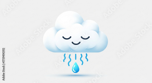 Cute cartoon cloud with rain drops vector design weather forecast icon illustration graphic element template