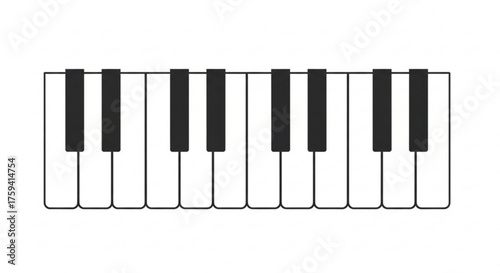 Piano keyboard illustration for music education and learning piano lessons with black and white keys design