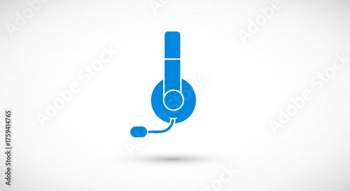 Blue headset vector icon illustration for call center support and customer service communication technology design