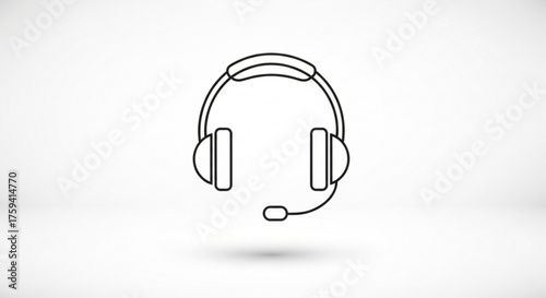 Headset vector illustration for call center support and communication related designs and customer service icons
