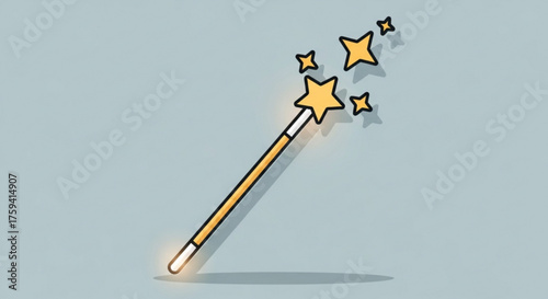 Find magic wand vector illustration for magical spells and fantasy with sparkling star effects icon design