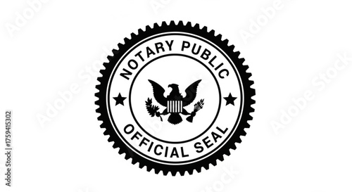 Notary public official seal vector graphic for legal documents and certifications official stamp design element