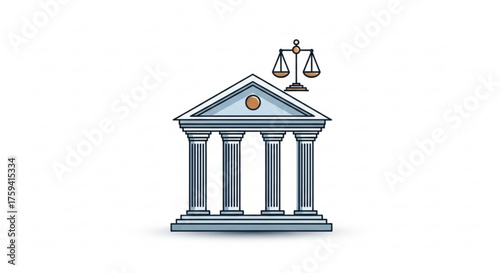 Courthouse building with scales of justice law legal system court government justice law and order icon