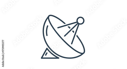 Satellite dish antenna vector icon for communication technology and broadcast television signal transmission design