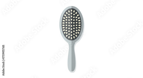 A gray hairbrush with black bristles, commonly used for grooming and styling hair
