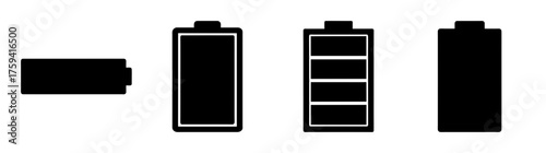 Battery level icons showing different charge levels from empty to full power symbol