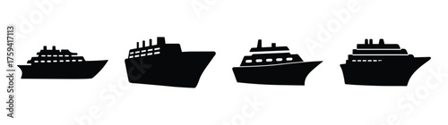 Diversecruiseshipssilhouettescollectionfeaturingvarioussizesanddesignsformaritimethemes