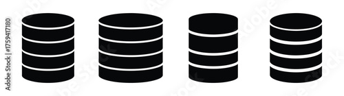 Fourstackeddatabaseiconsrepresentingdatastorageserversandinformationtechnologyconcepts