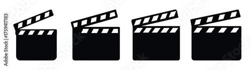 Rowoffourclapperboardsforfilmproductionreadytoshootcinematographymoviemaking