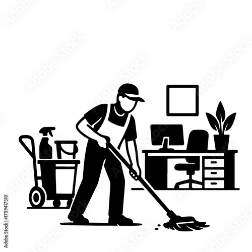 Cleaning service man