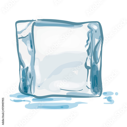 Ice Cube Hand Drawn Vector Illustration