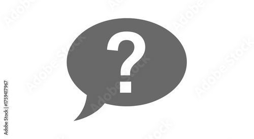 Gray Speech Bubble with White Question Mark Symbol