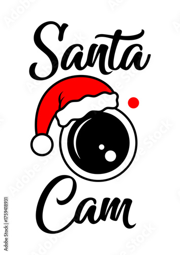 Santa cam illustration with red hat and black lens for Christmas  