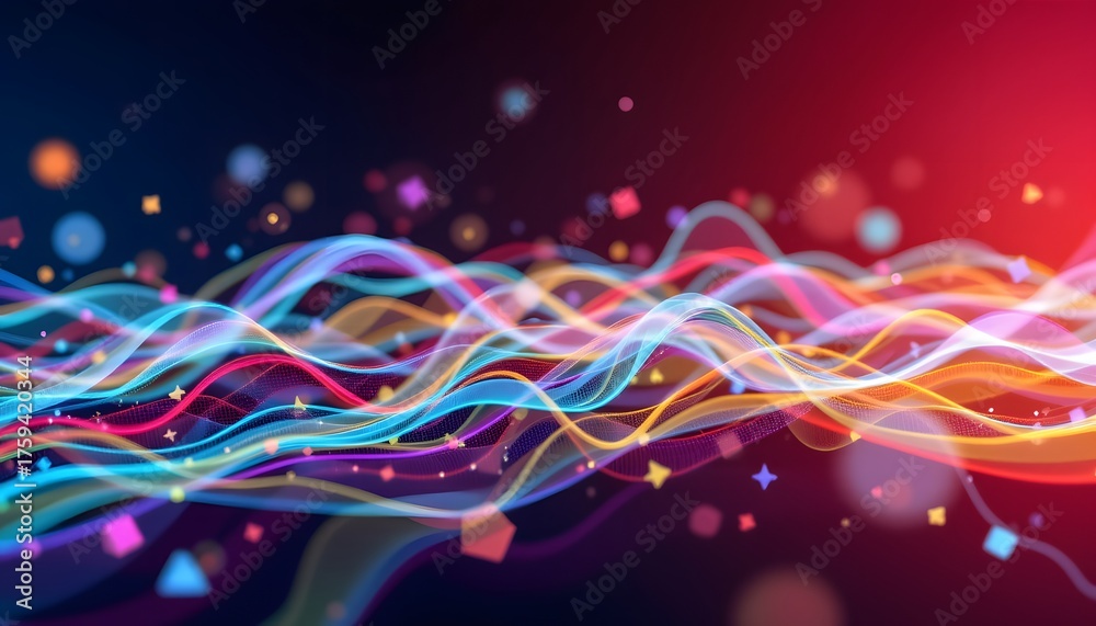 Fototapeta premium Colorful Abstract Waves Creating a Dynamic Energy Flow in a Vibrant Digital Background