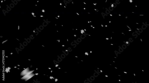 Slow Rotation During The Fall Of Snow Pieces On Alpha Background