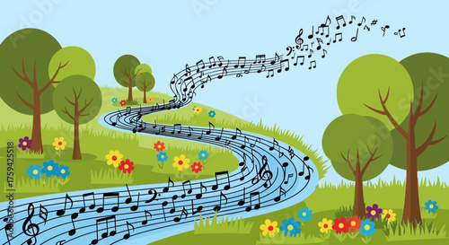 Musical River - A Flowing Melody in Natures Embrace.