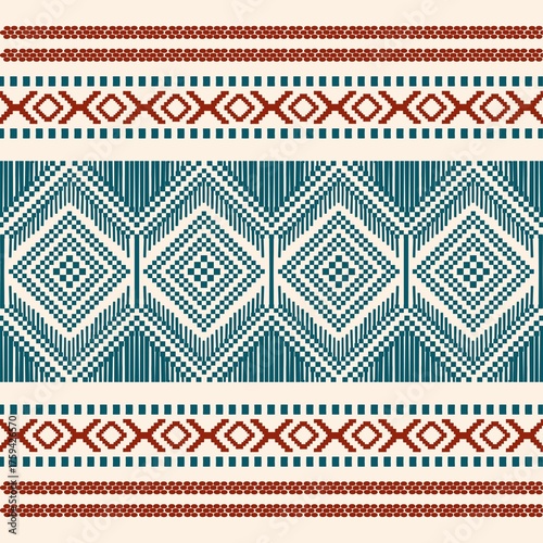 Indian ethnic tribal fabric pattern features a striking floral design in rich Light blue and pink tones. Inspired ethnic by ancient Indian art, it blends ethnic cultural heritage with a modern aesthe