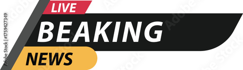 Breaking news graphic with a black banner and red "Live" indicator.