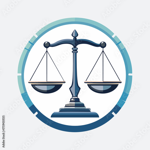 Justice Scales Icon Representing Law and Balance.