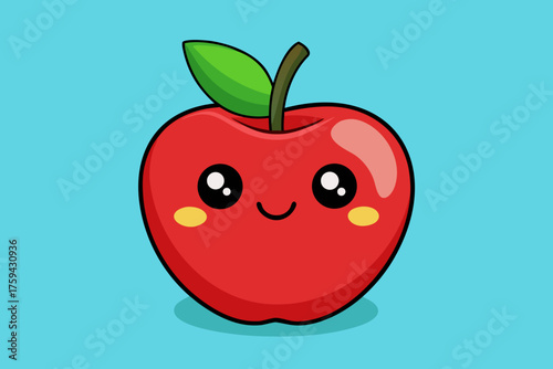 red apple cartoon vector illustration with a worm