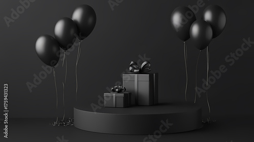 Black Gift Giving Scene on a Pedestal