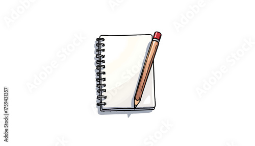 vector icon of a fashion sketchbook and pencil, minimalist linear style