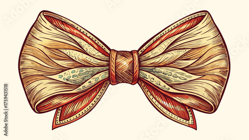 Very beautiful elegant hand-drawn bow tie sketch in a refined vintage design, showcasing timeless style and sophistication — a perfect stock vector for fashion, tailoring, or classic accessory themes.