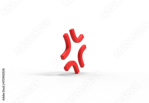 anger emoji angle view with shadow 3d render
