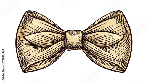 Very beautiful elegant hand-drawn bow tie sketch in a refined vintage design, showcasing timeless style and sophistication — a perfect stock vector for fashion, tailoring, or classic accessory themes.