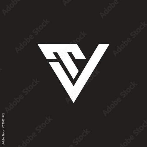 Triangle shape, letter TV logo design vector art illustration.