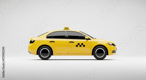 Side view of a yellow taxi car, a common mode of transportation for urban travel and commuting needs