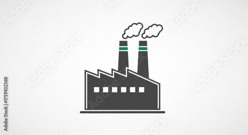 Illustration of a factory, representing industry, manufacturing, and the impact of industrial processes