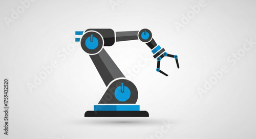 Illustration of an industrial robotic arm, a symbol of automation, manufacturing, and modern technology