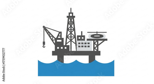 Offshore oil rig platform in the sea extraction of minerals from the bottom of the sea and ocean