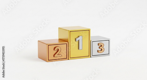 Colorful winners podium with numbers 1, 2, and 3 a symbol of success, achievement, and competition