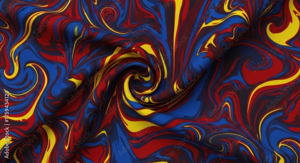 Obraz premium Dynamic red, blue, and yellow swirl pattern for vibrant creative designs