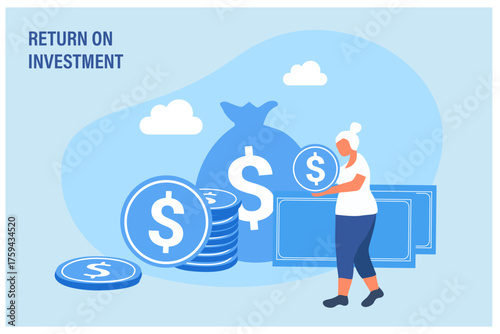 Pension Fund. Long-term Capital Investment for senior. Big Piggy Bank and Stack of Money. Pensioners Invest Money. Pension Savings, Insurance and Funded Pension financial investment planning savings, 