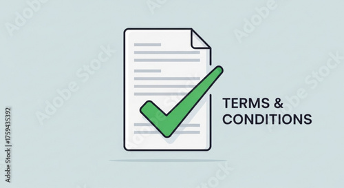 Terms and conditions agreement document with check mark for website and business compliance policy review