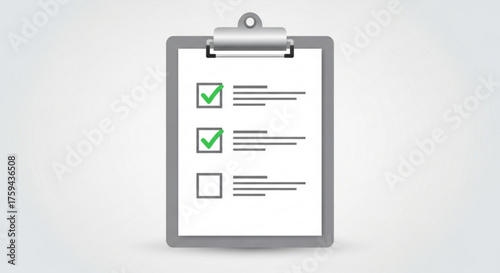 Illustration of a clipboard with check marks for task management and todo list concepts and presentations