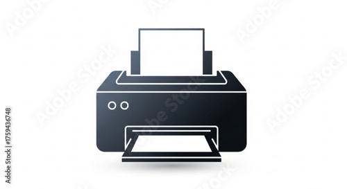 Black printer icon modern office equipment for printing documents and photos device for printing text