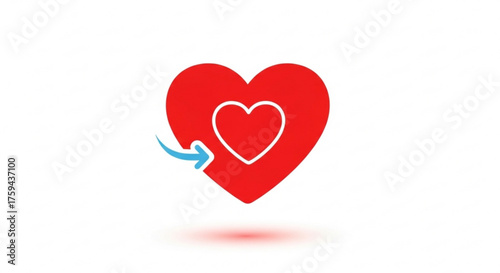 Heart with arrow symbolizes love, donation, and return of affection in a simple, clean design