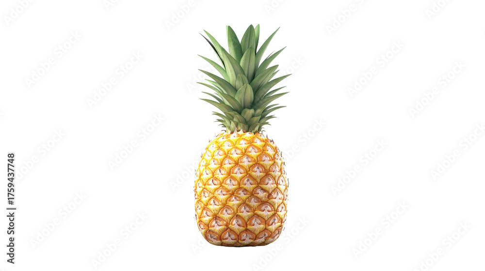 Fototapeta premium Tropical Pineapple Isolated on Neutral Tone Offering Refreshing Visuals for Mockups