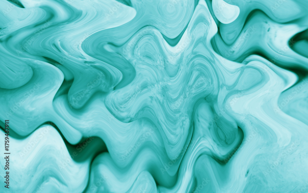 Obraz premium Illustration of gradient Teal Blue color chaotic flowing liquid for abstract background