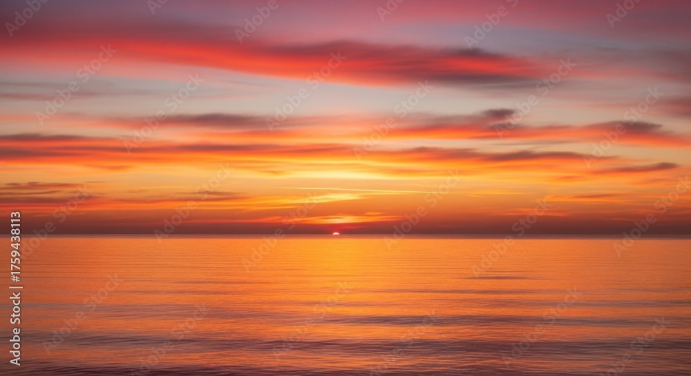 Fototapeta premium Beautiful ocean sunset with vibrant sky colors for relaxation and peaceful design