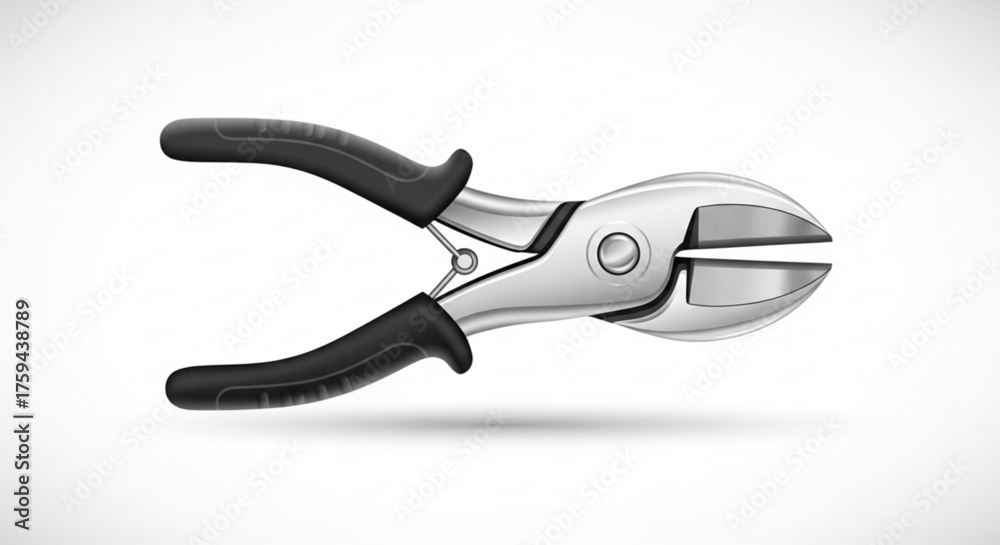 Obraz premium Illustration of a shiny silver bolt cutter, showcasing its sharp blades and comfortable grip
