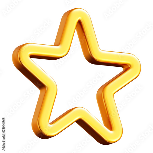 3d golden star shape, figure, element. Mesh gradient. Stock vector illustration on isolated background.