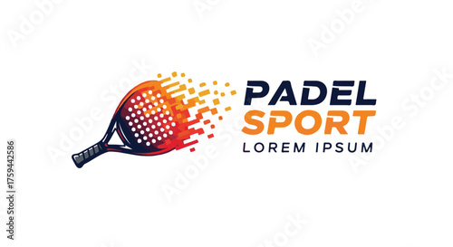 Padel Sport Logo Design Dynamic Racket with Fiery Trails and Bold Typography